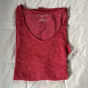 NWT Talbots Short sleeve v neck t shirt  size MP red and white cross sleeve